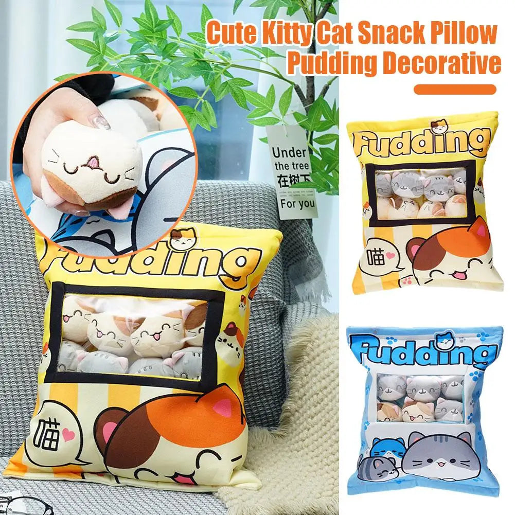 Kawaii Cat Snack Plush Pillow
