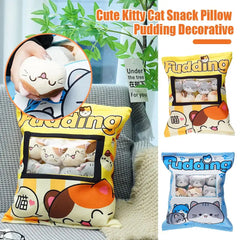Kawaii Cat Snack Plush Pillow