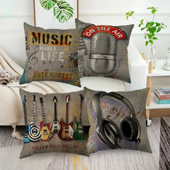 Music-Themed Decorative Pillow Cover