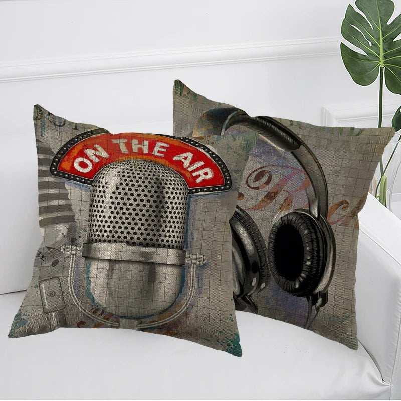Music-Themed Decorative Pillow Cover