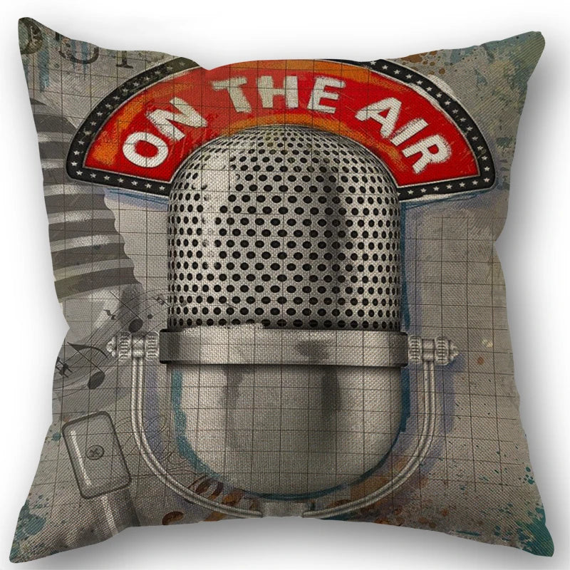 Music-Themed Decorative Pillow Cover